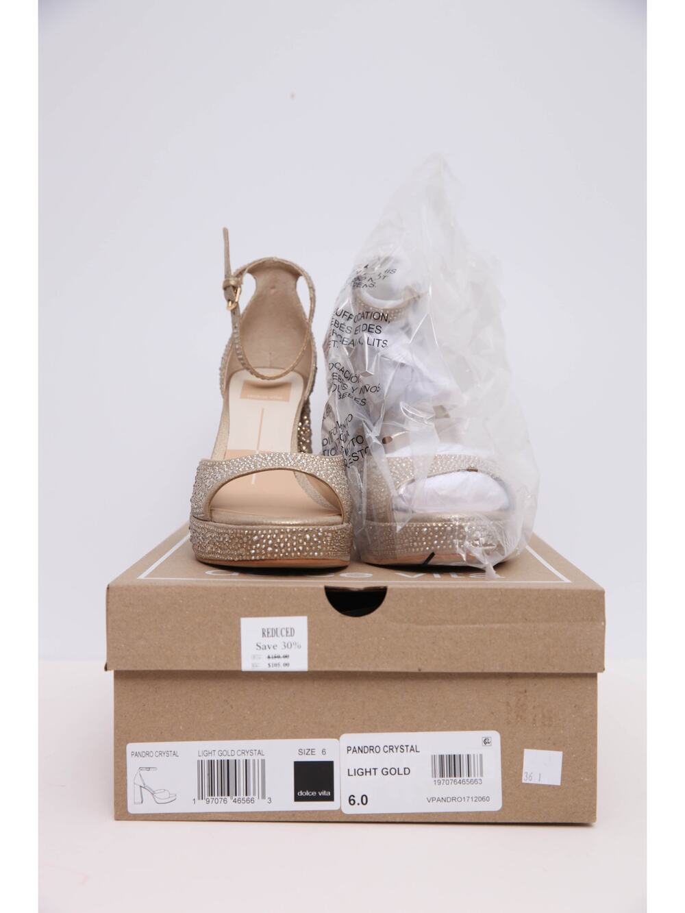 Dolce Vita - Women's Pandro Crystal Heels in Light Gold Size 6